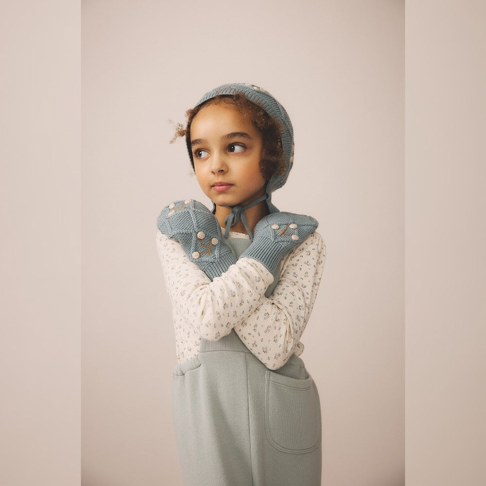 Soor Ploom Long Sleeve Pouf Tee - Calico Print Pointelle, Oasis