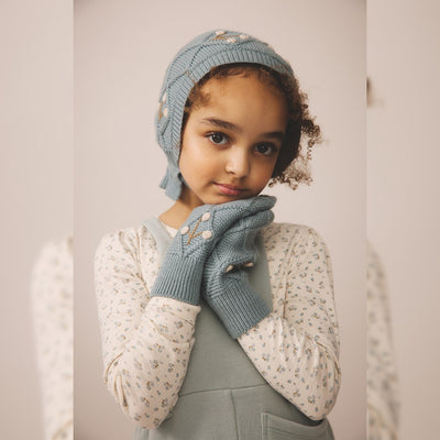 Soor Ploom Long Sleeve Pouf Tee - Calico Print Pointelle, Oasis