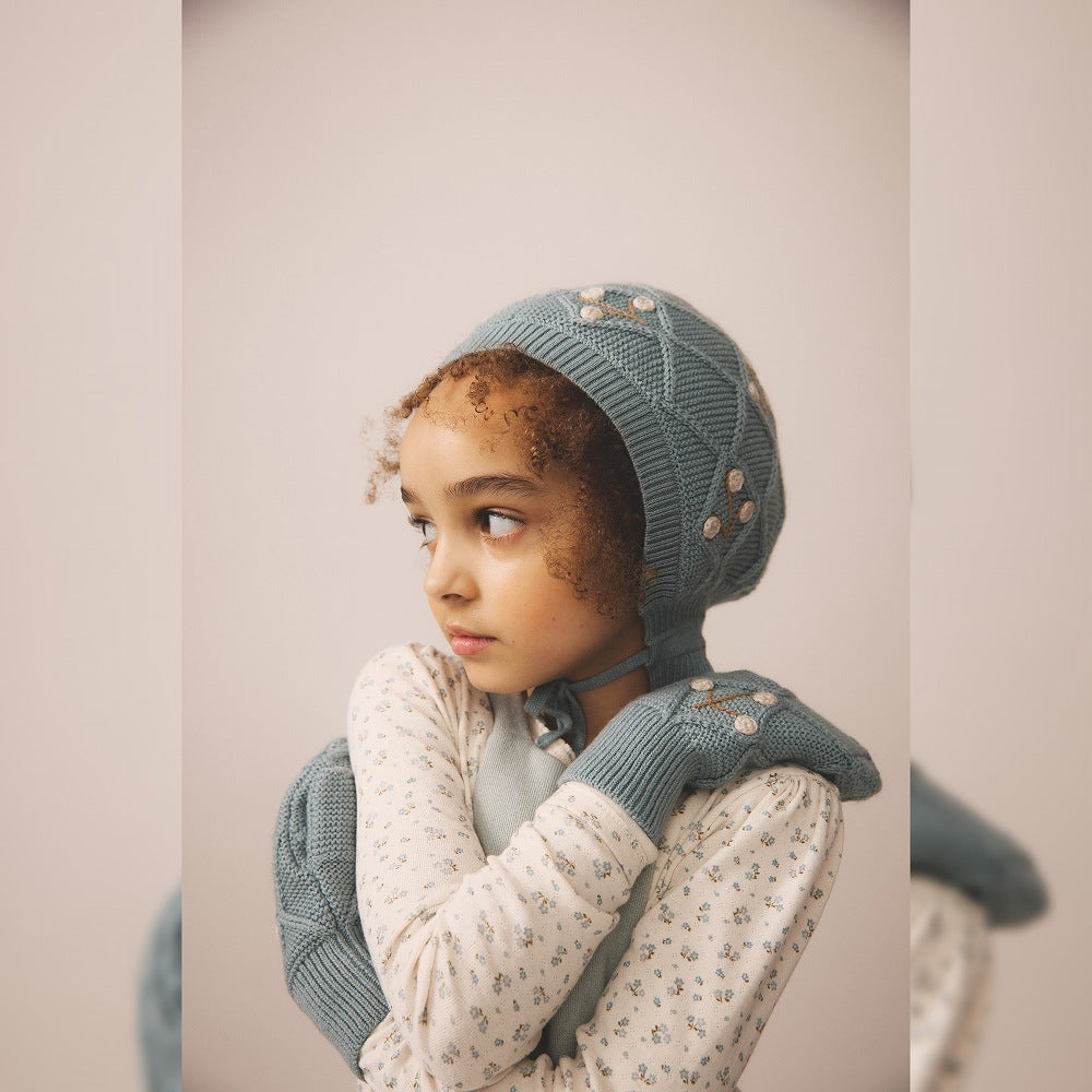 Soor Ploom Long Sleeve Pouf Tee - Calico Print Pointelle, Oasis