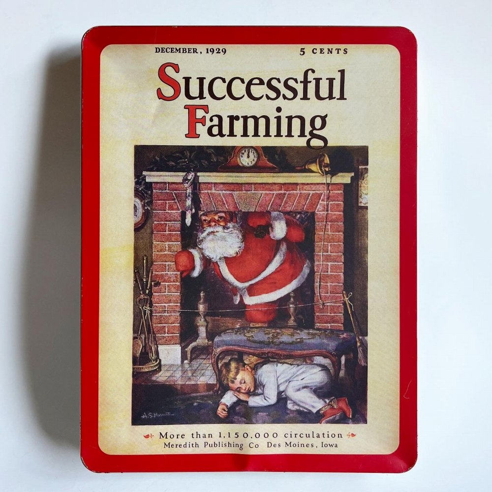No.030 Vintage Nostalgic Santa on Successful Farming Magazine Tin Depicting 1929