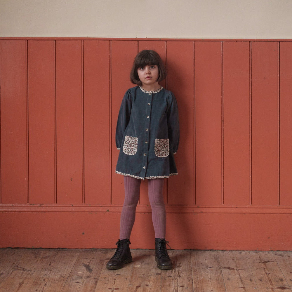 Little Cotton Clothes Jules Dress Velvet in Juniper