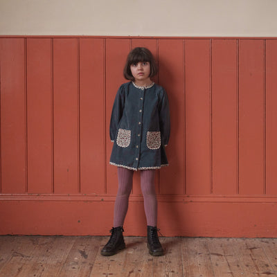 Little Cotton Clothes Jules Dress Velvet in Juniper