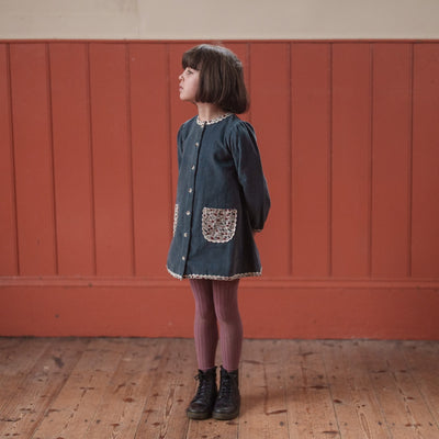 Little Cotton Clothes Jules Dress Velvet in Juniper