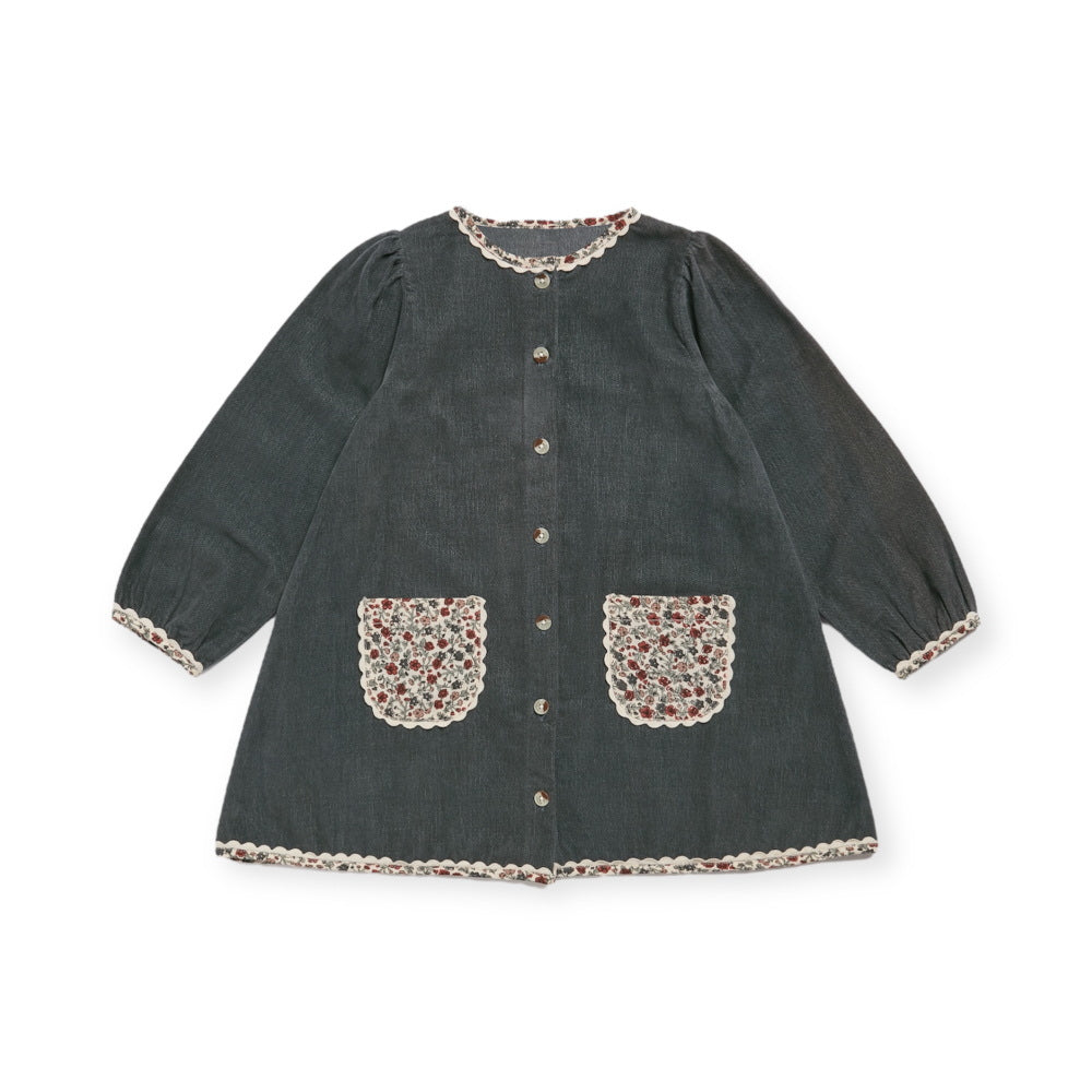 Little Cotton Clothes Jules Dress Velvet in Juniper