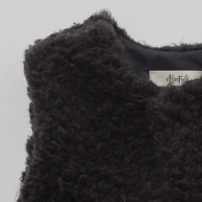 [Pre-order (Sep. Delivery)]eLfinFolk Curly Boa Vest black