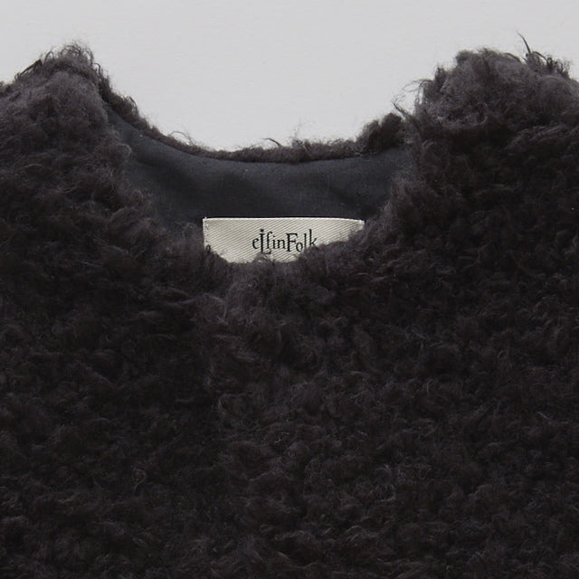 [Pre-order (Sep. Delivery)]eLfinFolk Curly Boa Vest black