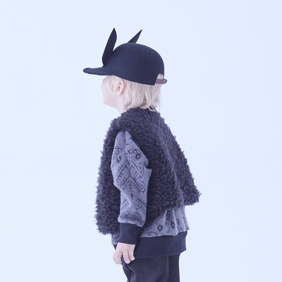 [Pre-order (Sep. Delivery)]eLfinFolk Curly Boa Vest black