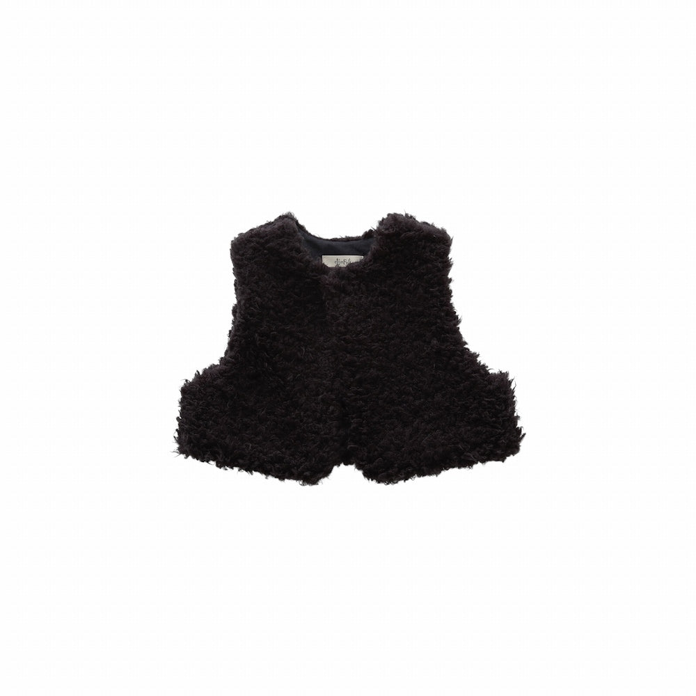 [Pre-order (Sep. Delivery)]eLfinFolk Curly Boa Vest black