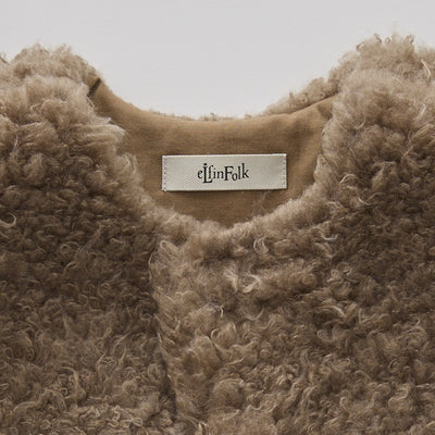 [Pre-order (Sep. Delivery)]eLfinFolk Curly Boa Vest brown