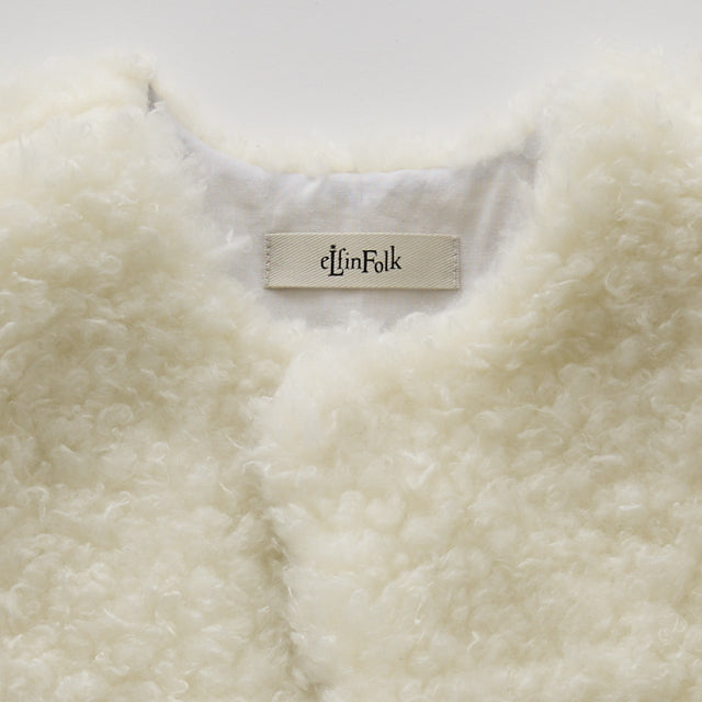 [Pre-order (Sep. Delivery)]eLfinFolk Curly Boa Vest ivory