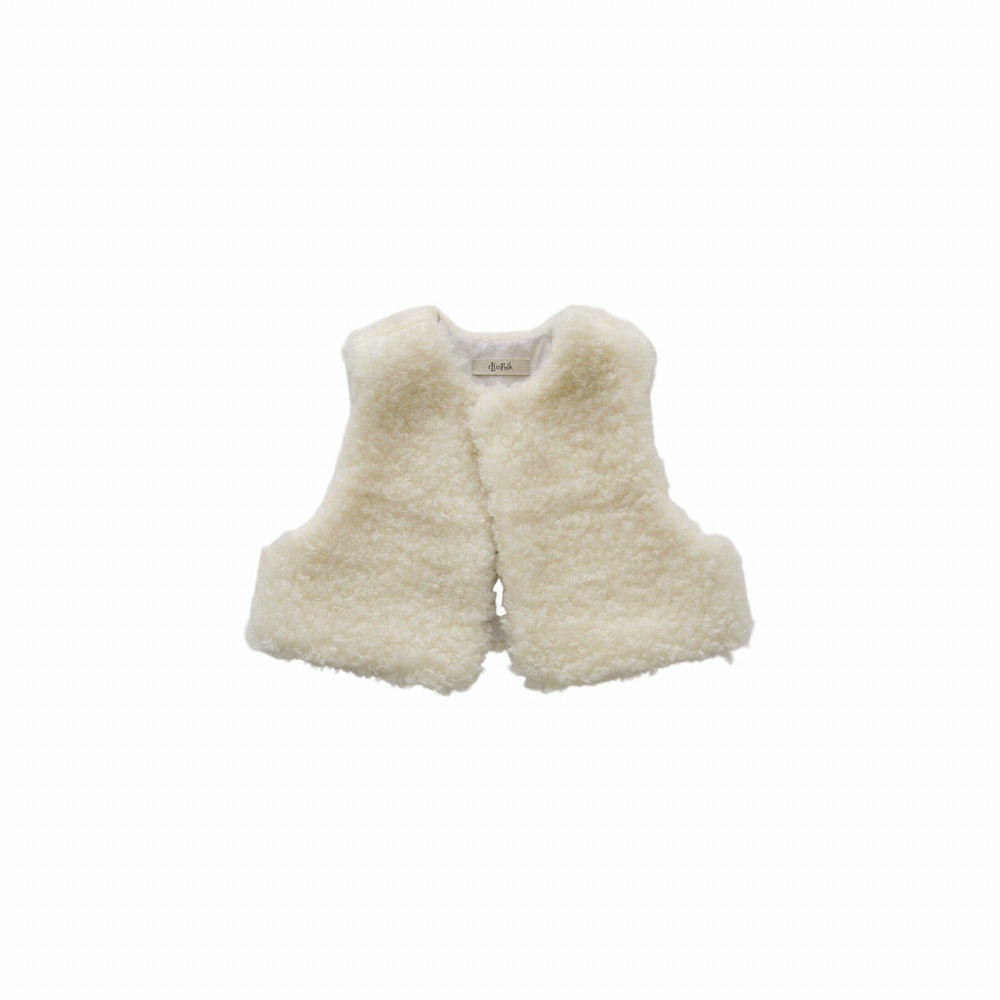 [Pre-order (Sep. Delivery)]eLfinFolk Curly Boa Vest ivory