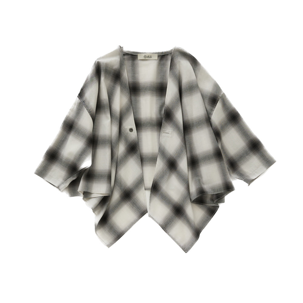 eLfinFolk Ombre check Cardigan white check