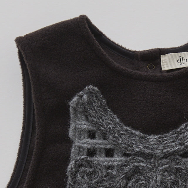 [Pre-order (Sep. Delivery)]eLfinFolk Cord Embroidery Sleeveless Tops black