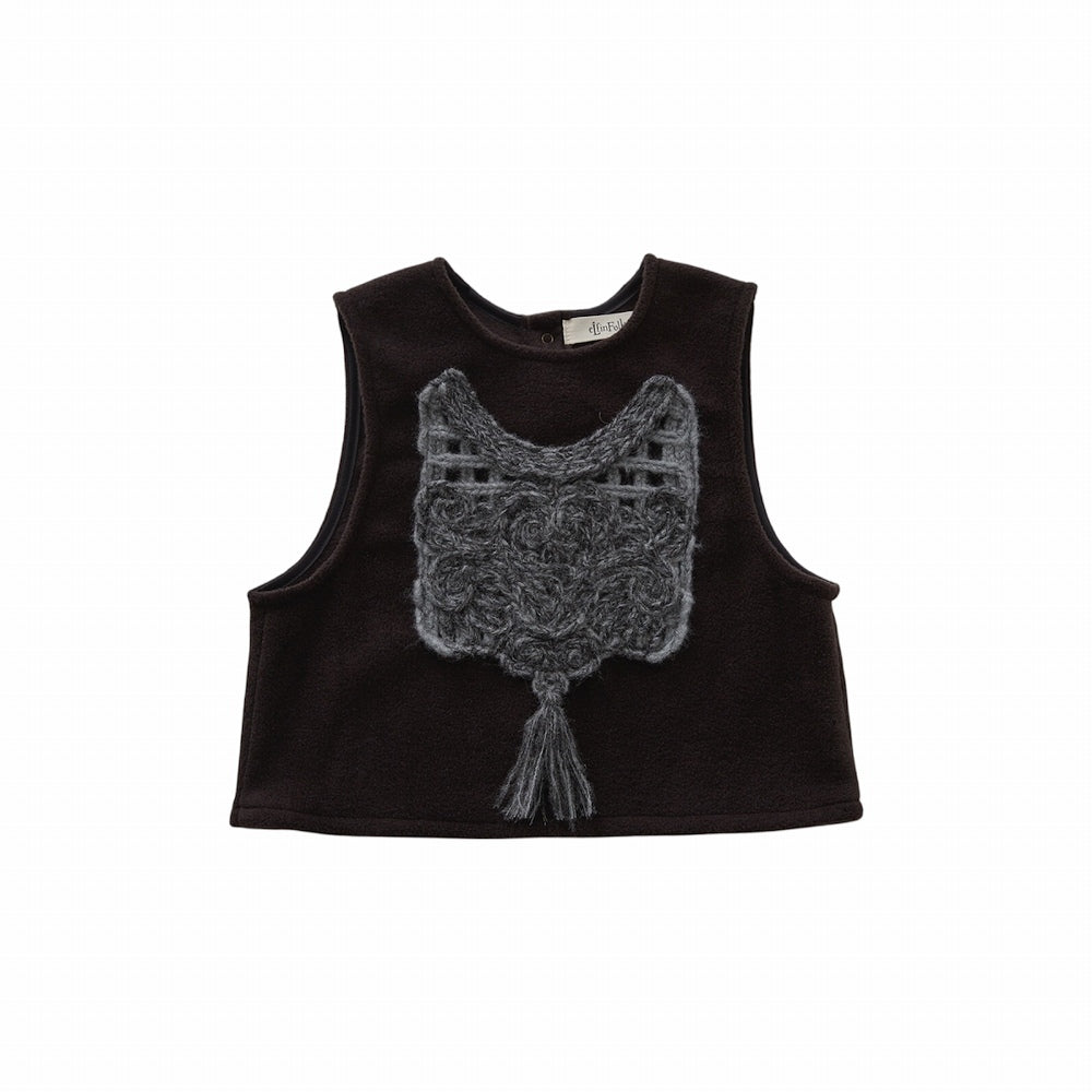 [Pre-order (Sep. Delivery)]eLfinFolk Cord Embroidery Sleeveless Tops black