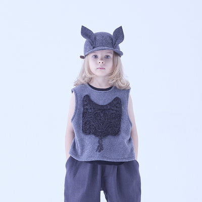 [Pre-order (Sep. Delivery)]eLfinFolk Cord Embroidery Sleeveless Tops black
