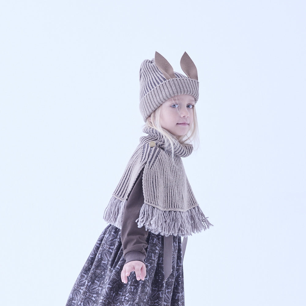[Pre-order (Sep. Delivery)]eLfinFolk Rib knit Knights Cape2 beige