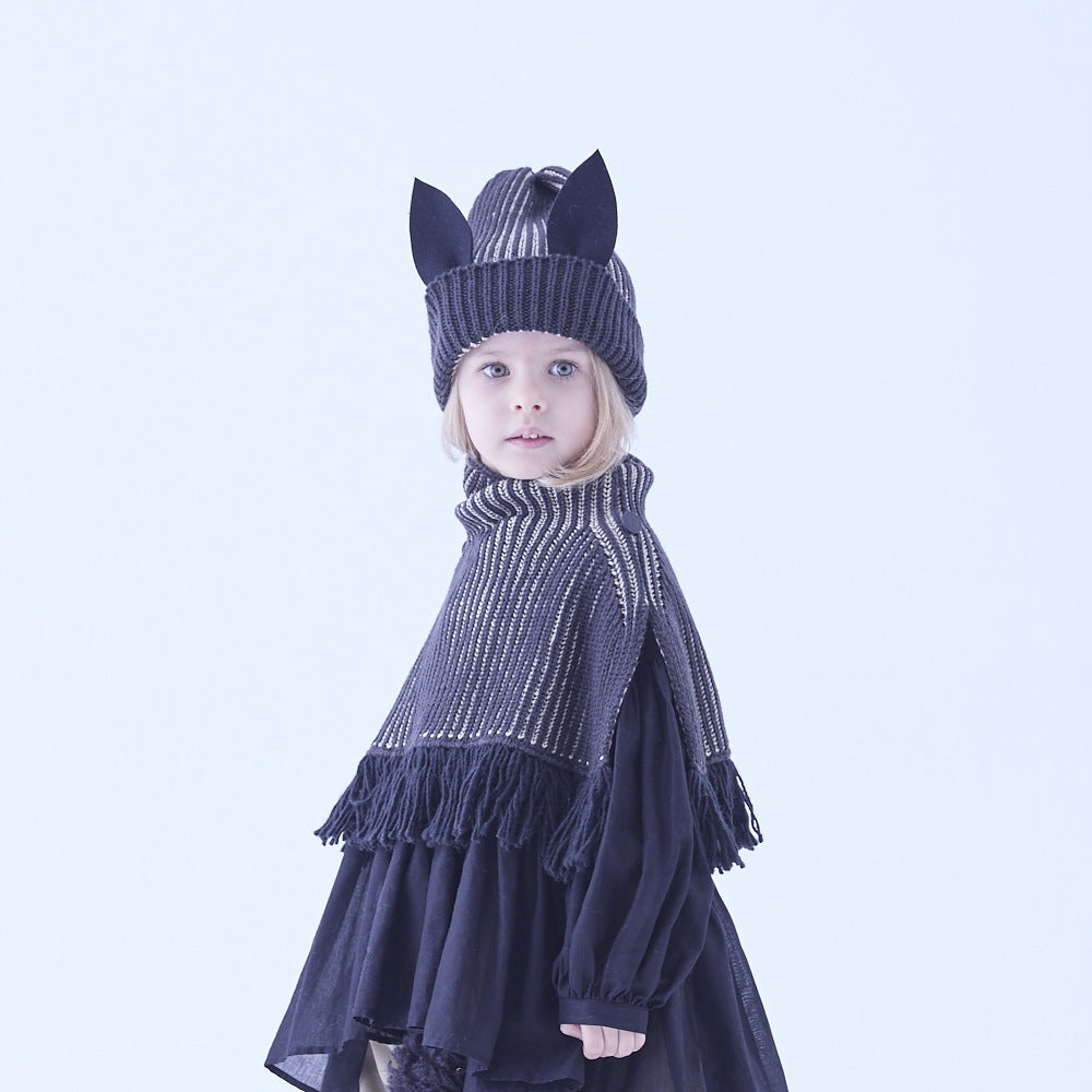 [Pre-order (Sep. Delivery)]eLfinFolk Rib knit Knights Cape2 black