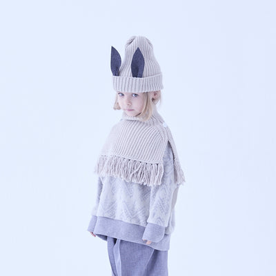 [Pre-order (Sep. Delivery)]eLfinFolk Rib knit Knights Cape2 ivory