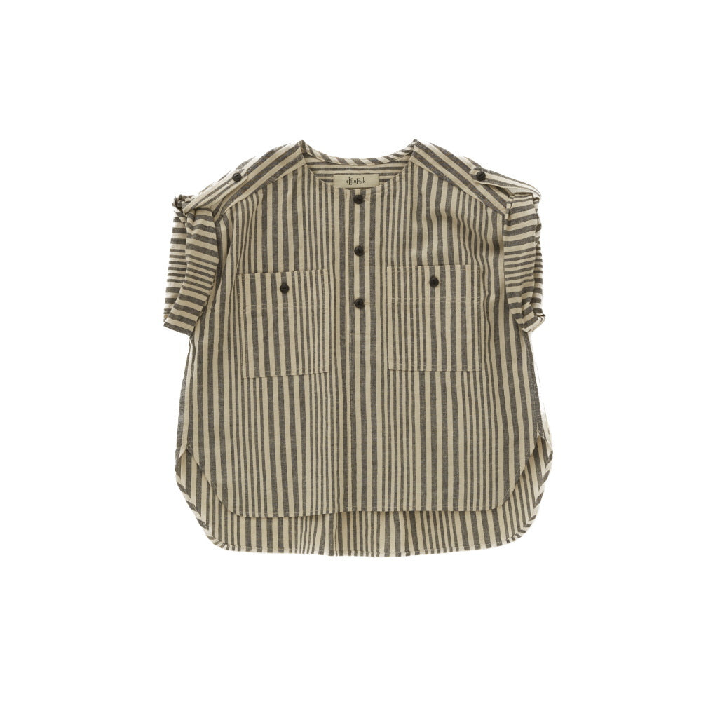 [30%OFF!]eLfinFolk Pajama stripe shirts black