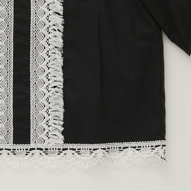 eLfinFolk Cotton Typewriter Lace dress shirt off black