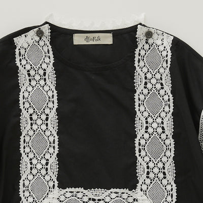 eLfinFolk Cotton Typewriter Lace dress shirt off black