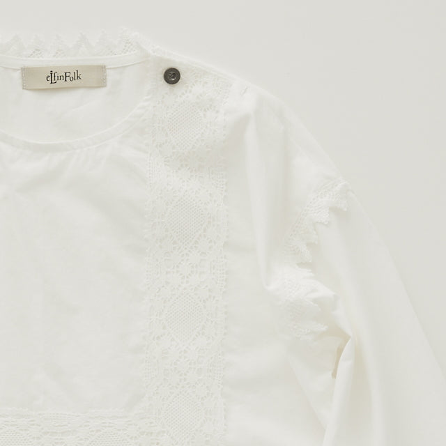 eLfinFolk Cotton Typewriter Lace dress shirt off white