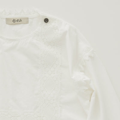 eLfinFolk Cotton Typewriter Lace dress shirt off white