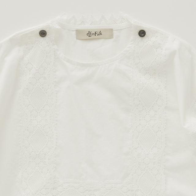 eLfinFolk Cotton Typewriter Lace dress shirt off white