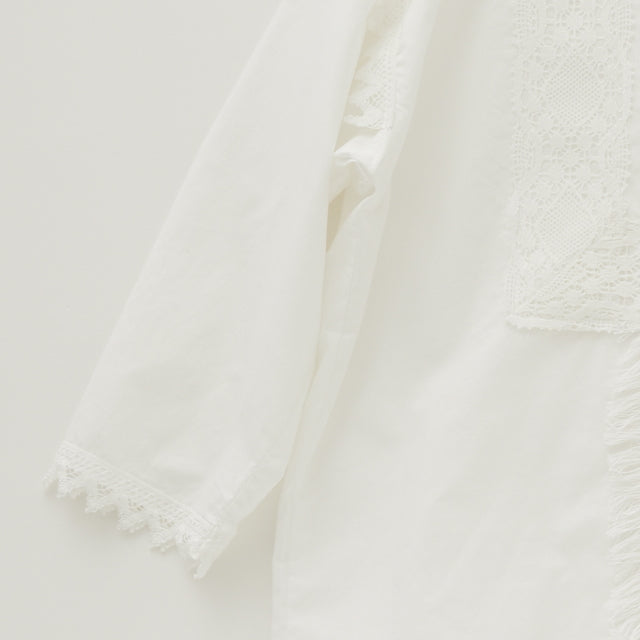 eLfinFolk Cotton Typewriter Lace dress shirt off white