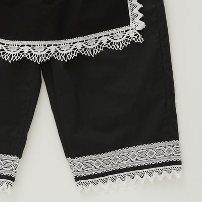 eLfinFolk Cotton Typewriter Lace Apron Pants black