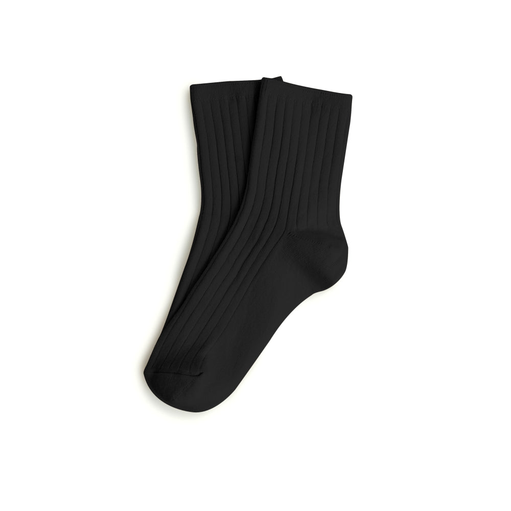 Coll&#233;gien La Mini Ribbed Ankle Socks / Noir de Charbon