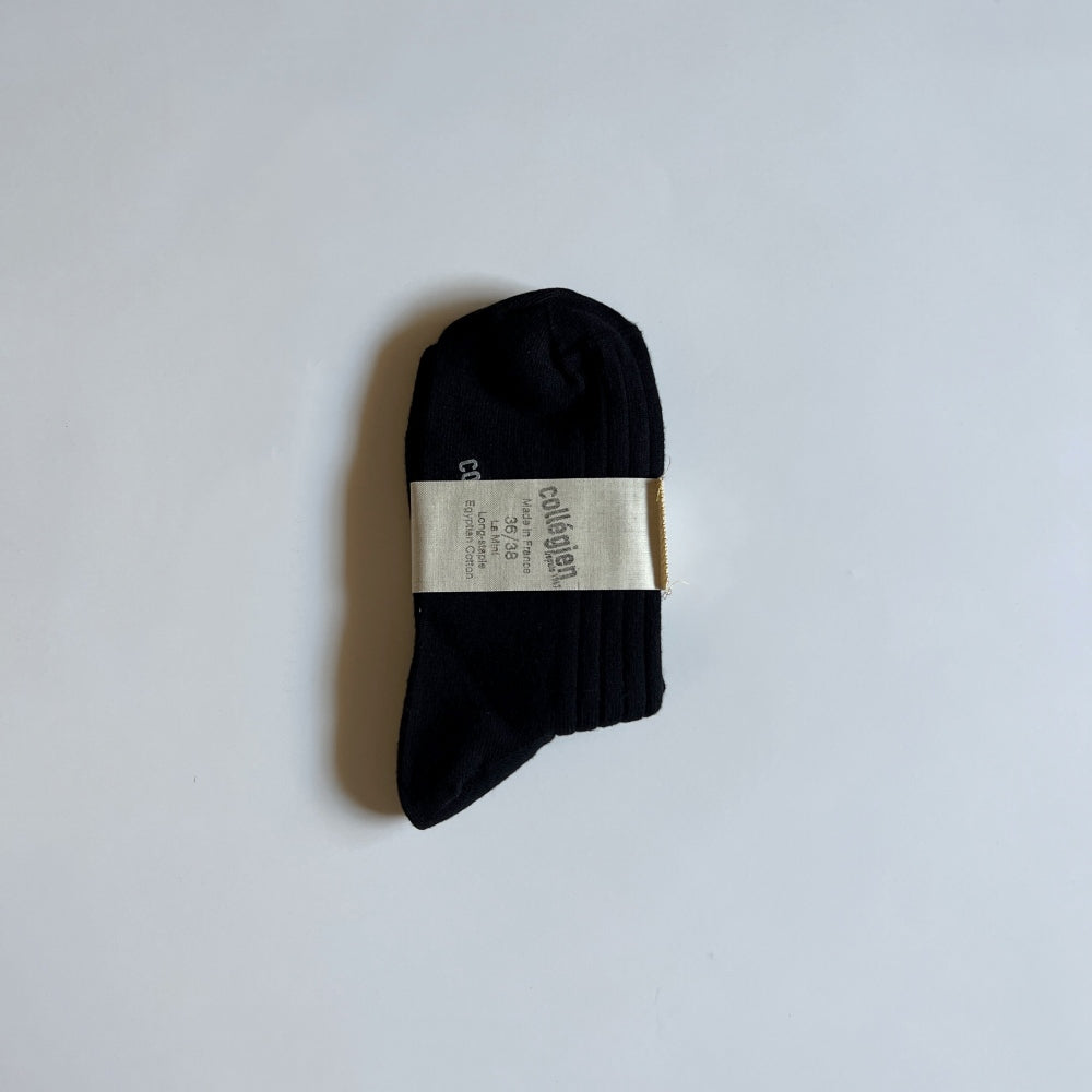 Coll&#233;gien La Mini Ribbed Ankle Socks / Noir de Charbon