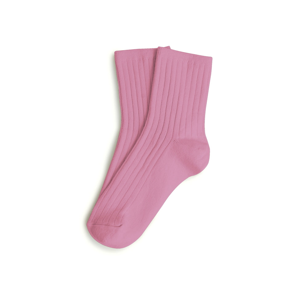 Coll&#233;gien La Mini Ribbed Ankle Socks / Rose Bonbon