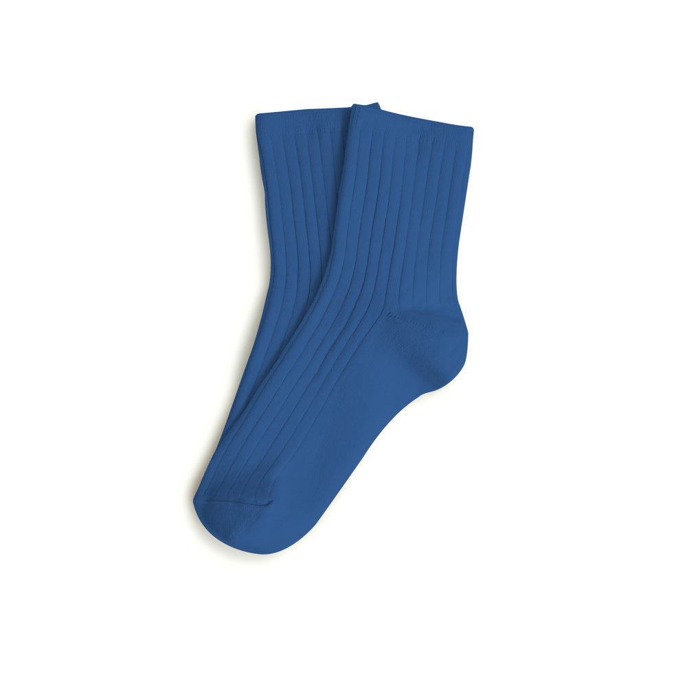 Coll&#233;gien La Mini Ribbed Ankle Socks / Bleu Saphir