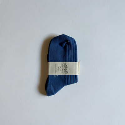 Coll&#233;gien La Mini Ribbed Ankle Socks / Bleu Saphir