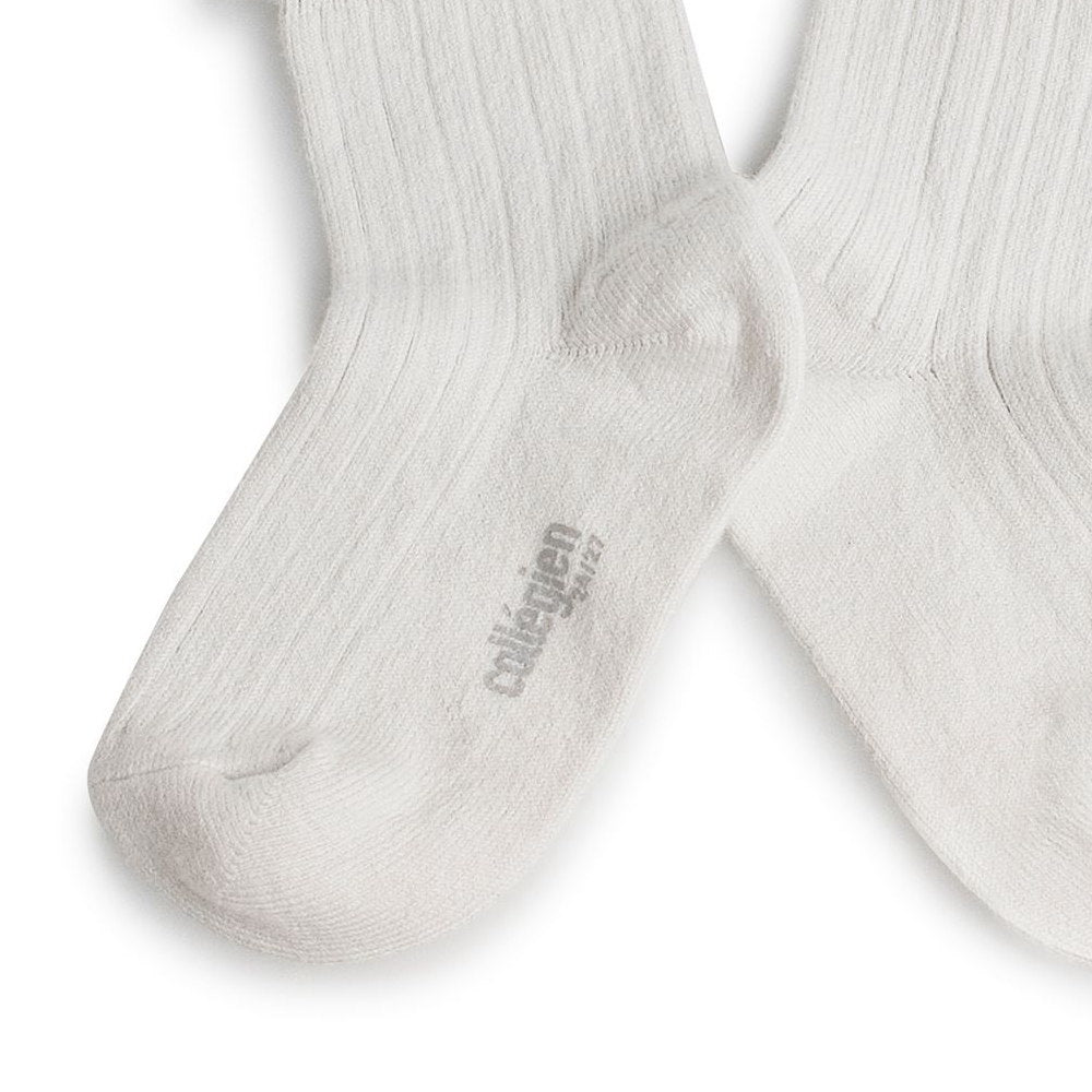 Coll&#233;gien Lili Lace Trim Ribbed Ankle Socks / Blanc Neige