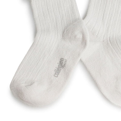 Coll&#233;gien Lili Lace Trim Ribbed Ankle Socks / Blanc Neige