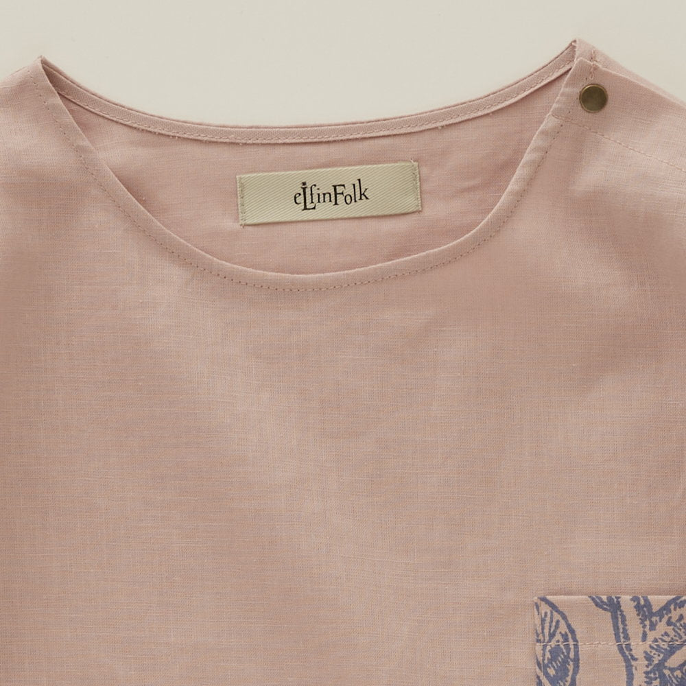 [30%OFF!]eLfinFolk FLORA Cotton linen T-shirts coral pink