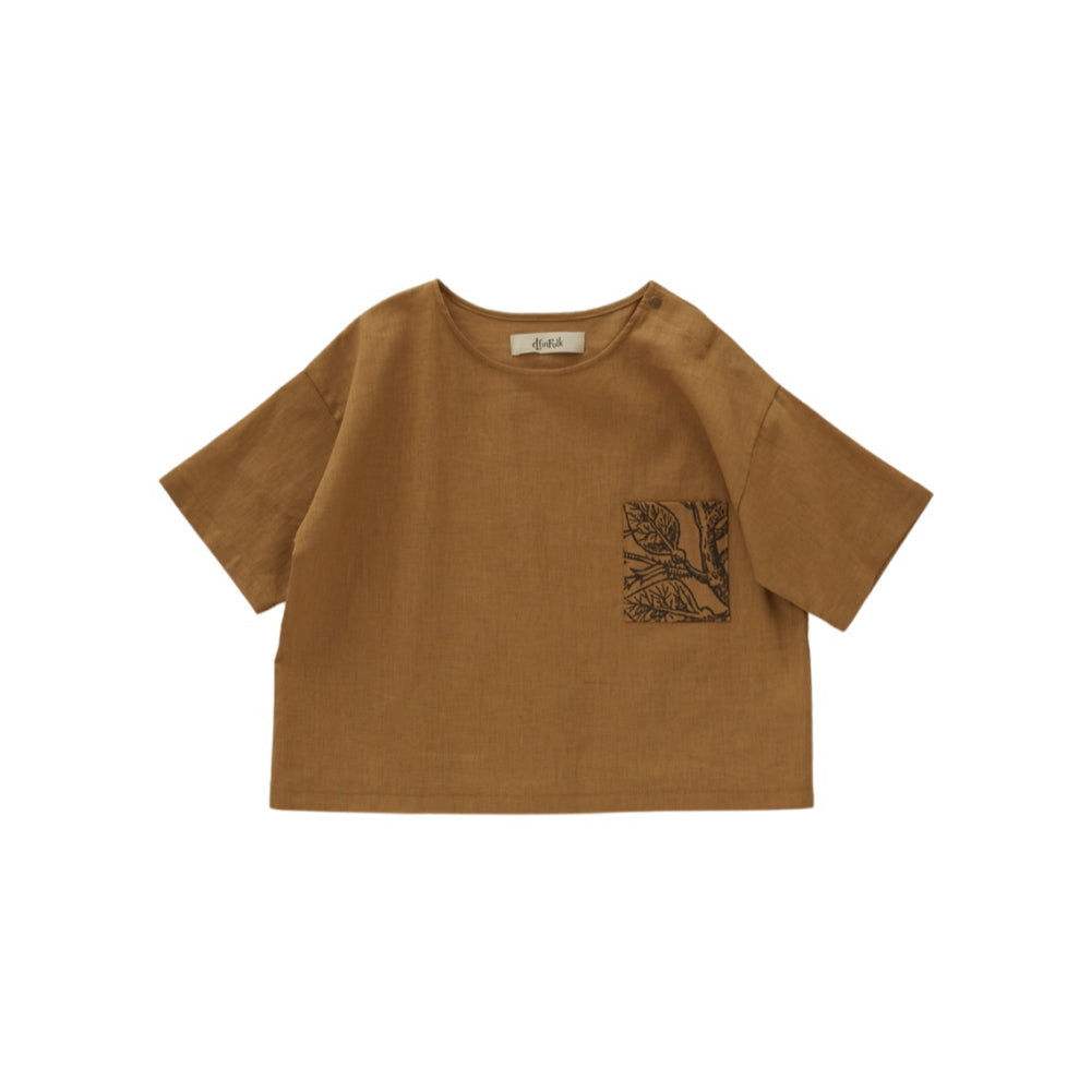 [30%OFF!]eLfinFolk FLORA Cotton linen T-shirts camel