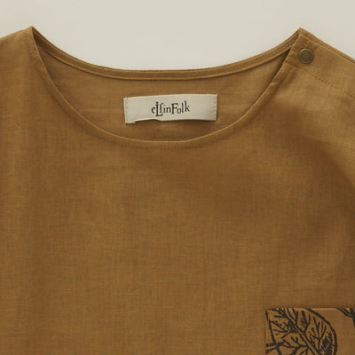 [30%OFF!]eLfinFolk FLORA Cotton linen T-shirts camel