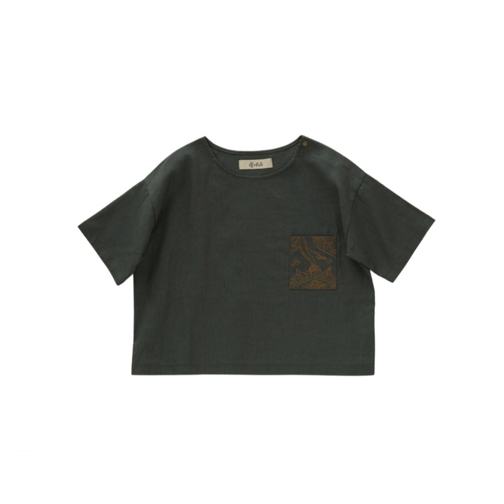 [30%OFF!]eLfinFolk FLORA Cotton linen T-shirts forest green