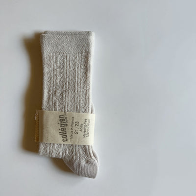 Coll&#233;gien Adele Pointelle Merino Wool Knee-high Socks / Doux Agneaux