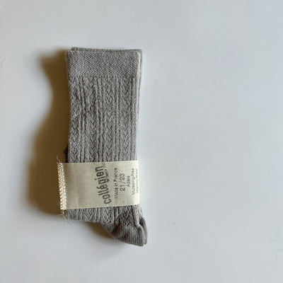 Coll&#233;gien Adele Pointelle Merino Wool Knee-high Socks / Jour de Pluie