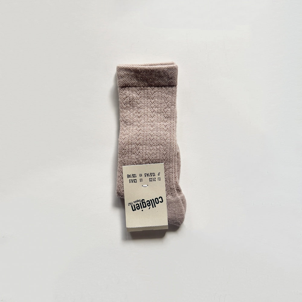 Coll&#233;gien Adele Pointelle Merino Wool Knee-high Socks / Vieux Rose