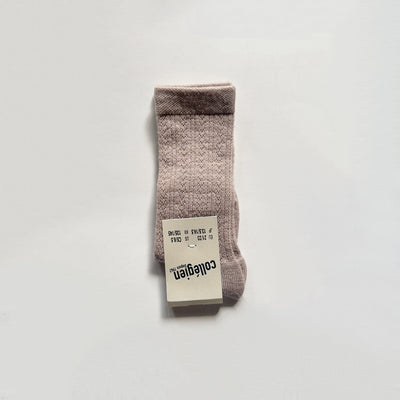 Coll&#233;gien Adele Pointelle Merino Wool Knee-high Socks / Vieux Rose