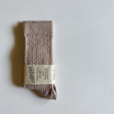 Coll&#233;gien Adele Pointelle Merino Wool Knee-high Socks / Vieux Rose