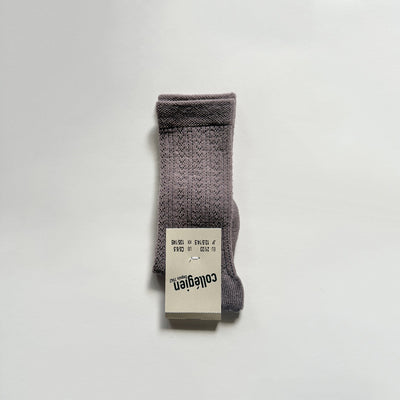 Coll&#233;gien Adele Pointelle Merino Wool Knee-high Socks / Glycine du Japon