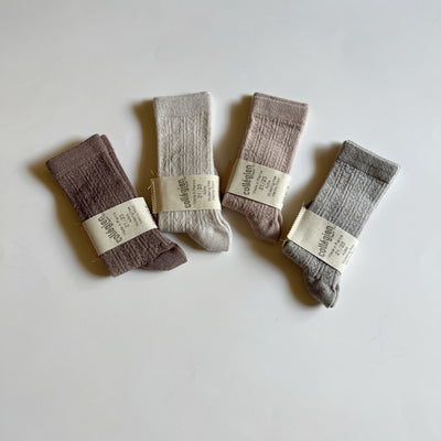 Coll&#233;gien Adele Pointelle Merino Wool Knee-high Socks / Vieux Rose