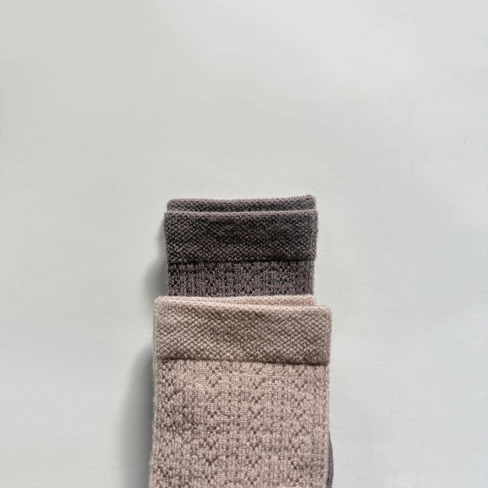 Coll&#233;gien Adele Pointelle Merino Wool Knee-high Socks / Vieux Rose