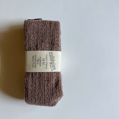 Coll&#233;gien Angelique Pointelle Merino Wool Tights / Praline de Lyon